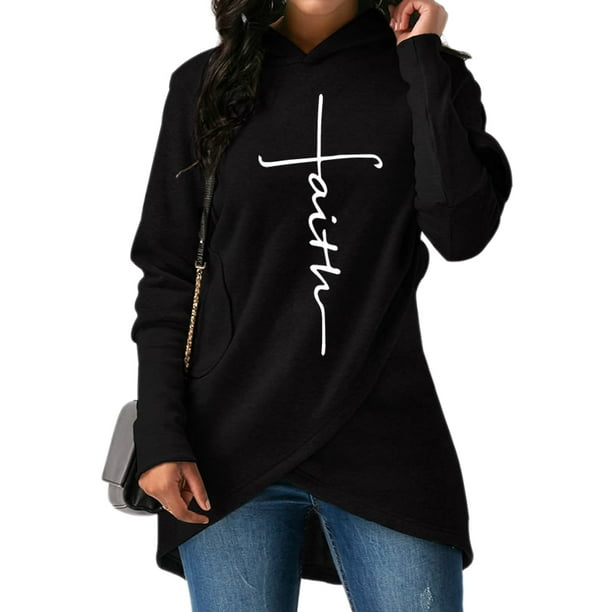 Generic Womens Letter Print Hoodie Irregular Hem Long Sleeve Pullover Sweatshirt Generic Womens Letter Print Hoodie Irregular Hem Long Sleeve Pullover Sweatshirt